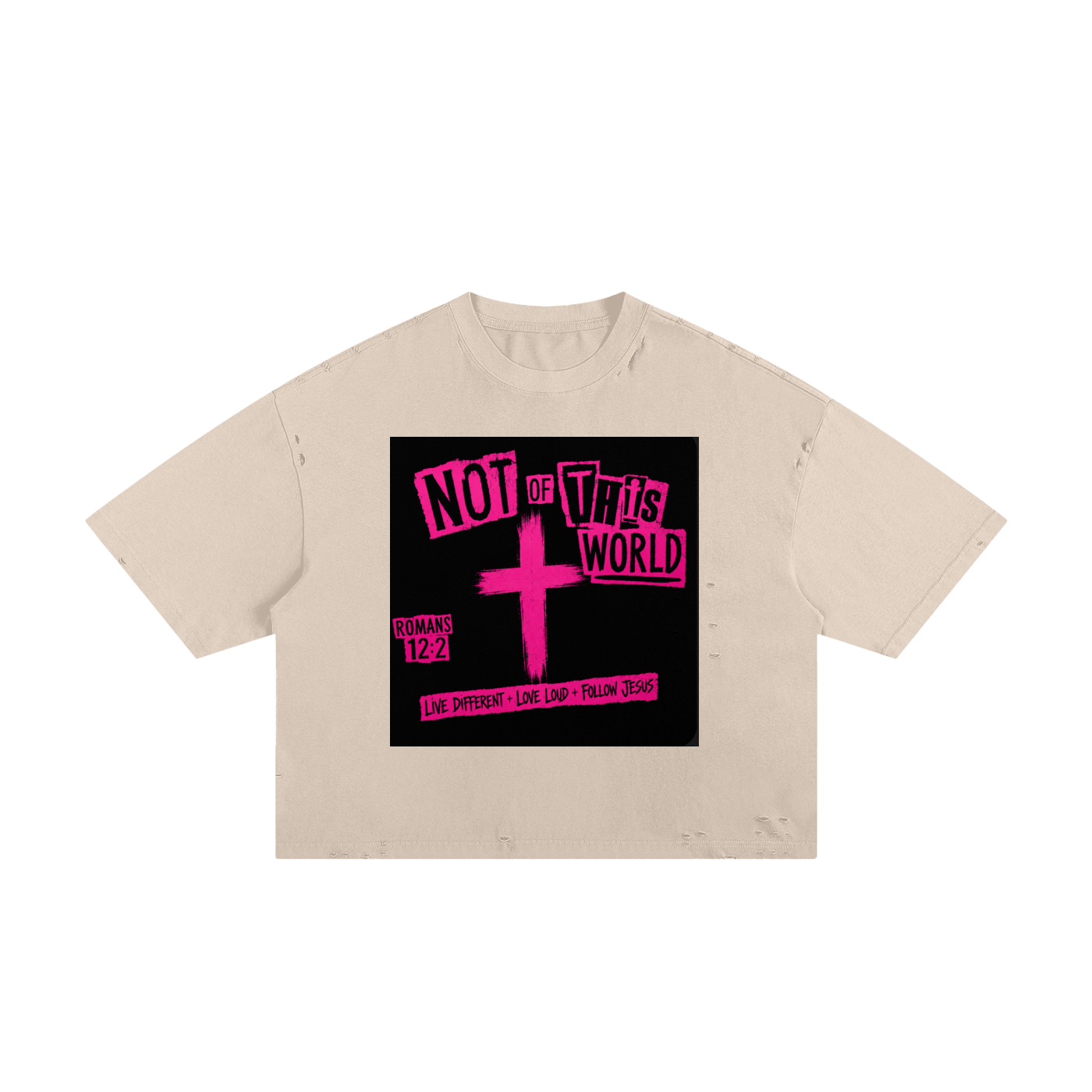 Not of This World — Pink Frayed Boxy Tee