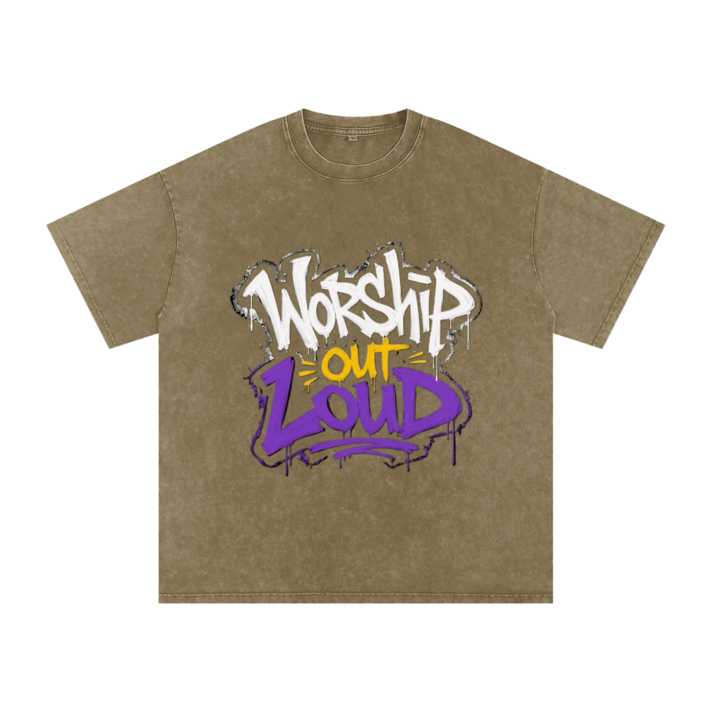Worship Out Loud — Graffiti Snow Washed Oversized Tee