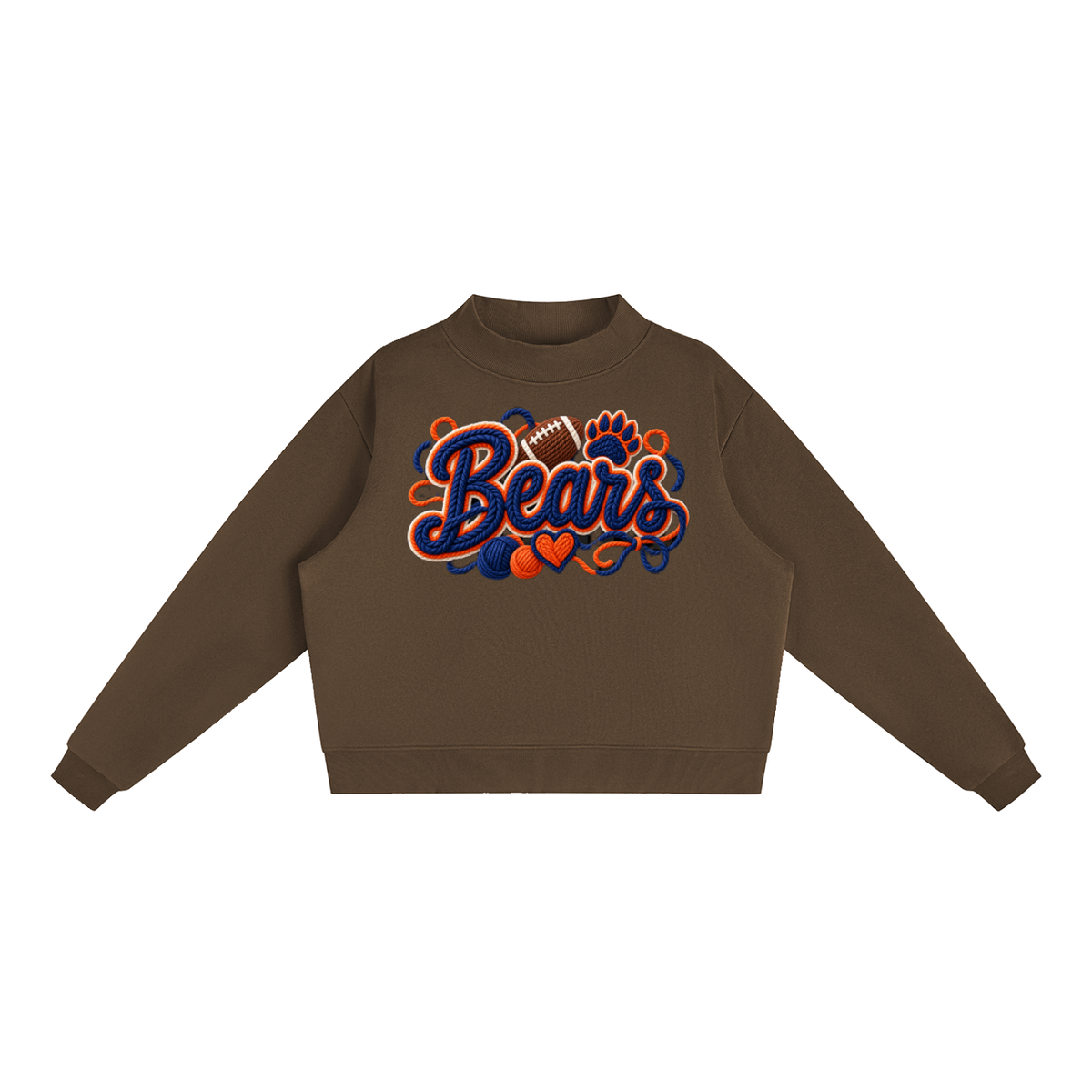 Bears Yarn-Write Mock-Neck Fleece Sweatshirt