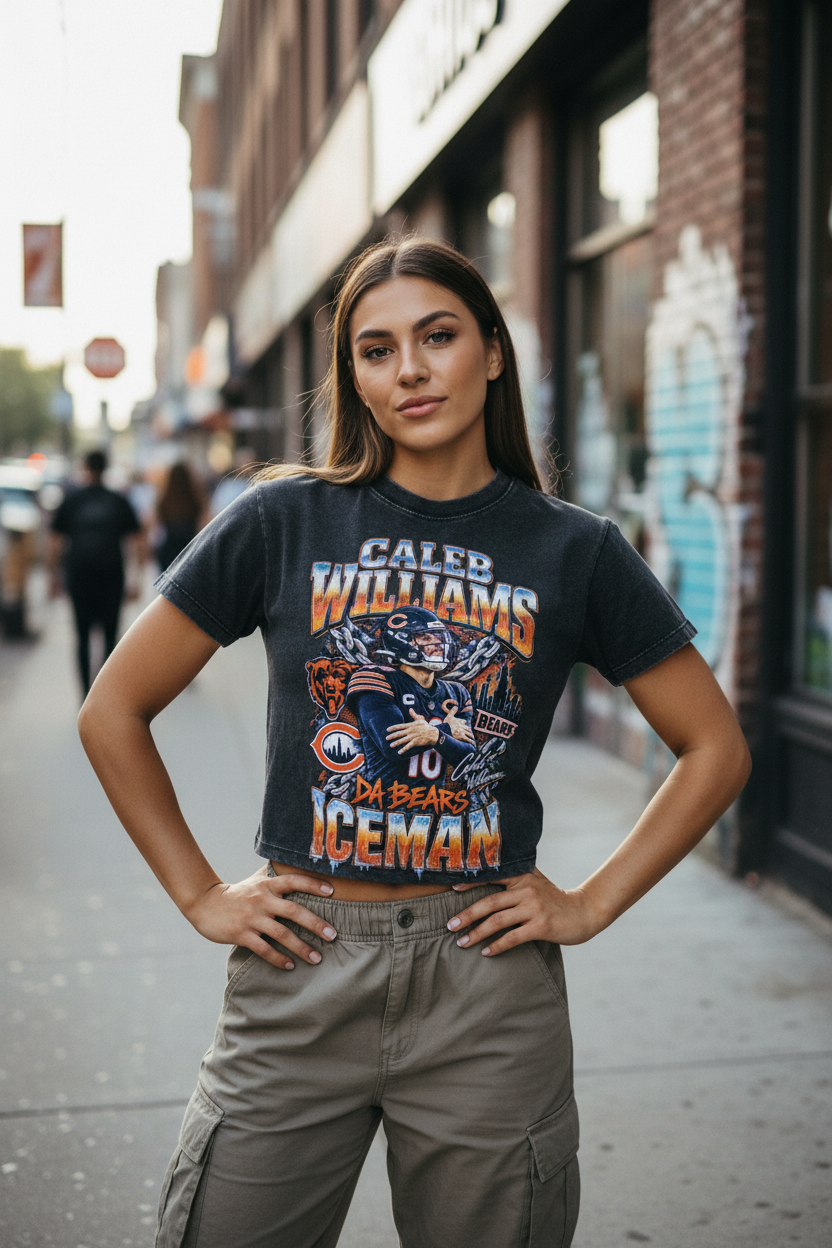 Caleb Williams Iceman Vintage Wash Crop Tee