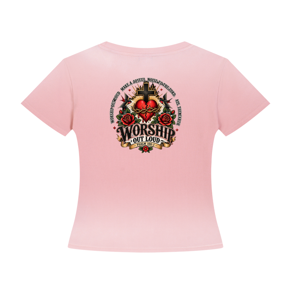 Worship Out Loud Women's Sunfade Washed Tee – Psalm 100:1