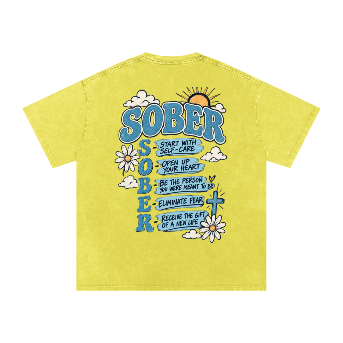 Sober — Snow Washed Oversized Tee