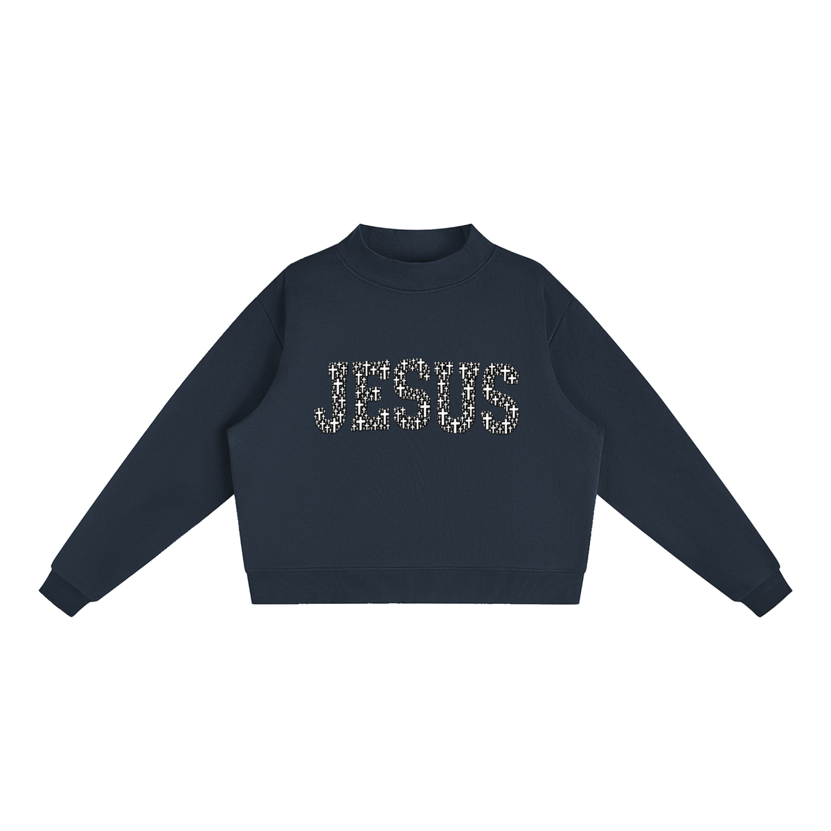 Jesus Mock-Neck Crop Sweatshirt — Women's