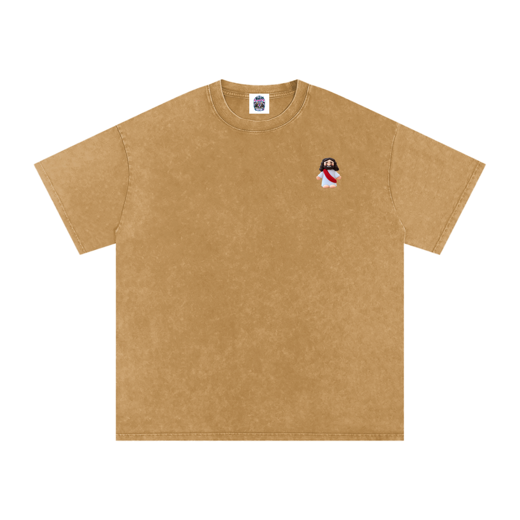 Tiny Jesus Snow Washed Oversized Cotton T-Shirt