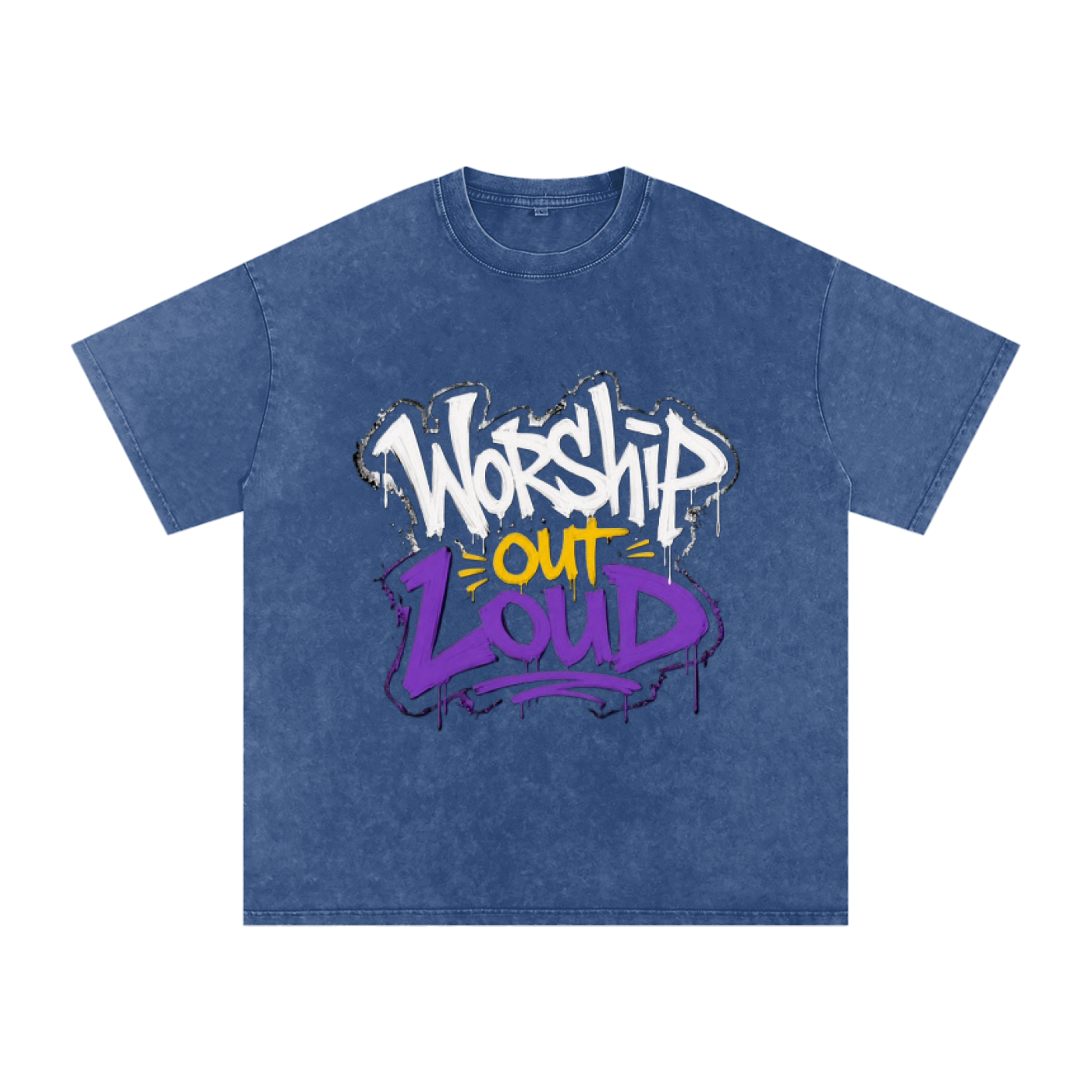 Worship Out Loud — Graffiti Snow Washed Oversized Tee