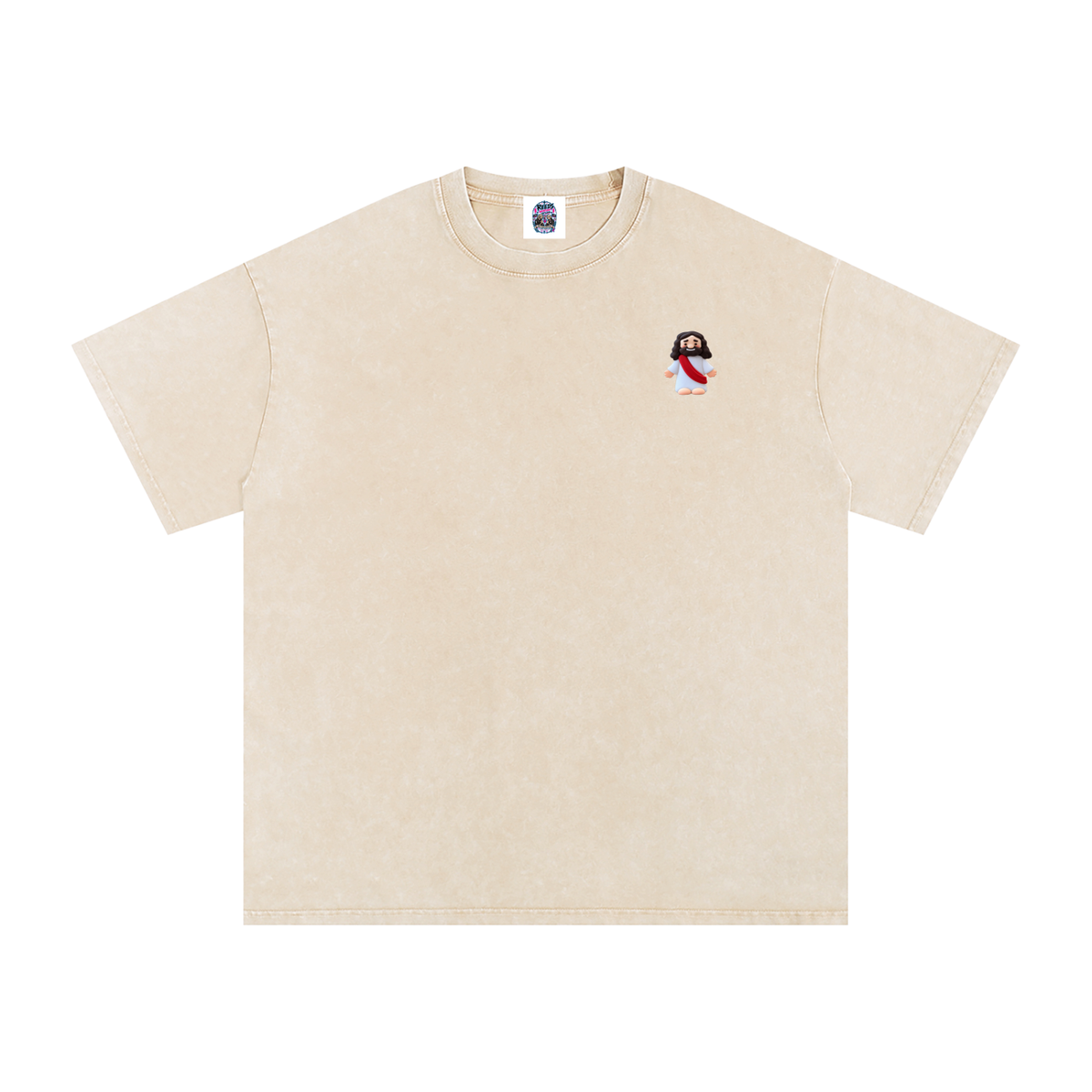 Tiny Jesus Snow Washed Oversized Cotton T-Shirt
