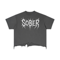 Sober Vintage Wash Boxy Distressed Hem T-Shirt