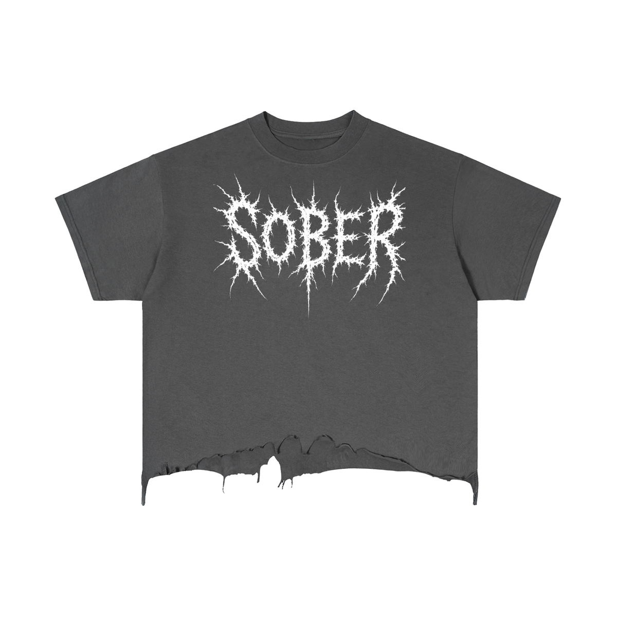 Sober Vintage Wash Boxy Distressed Hem T-Shirt