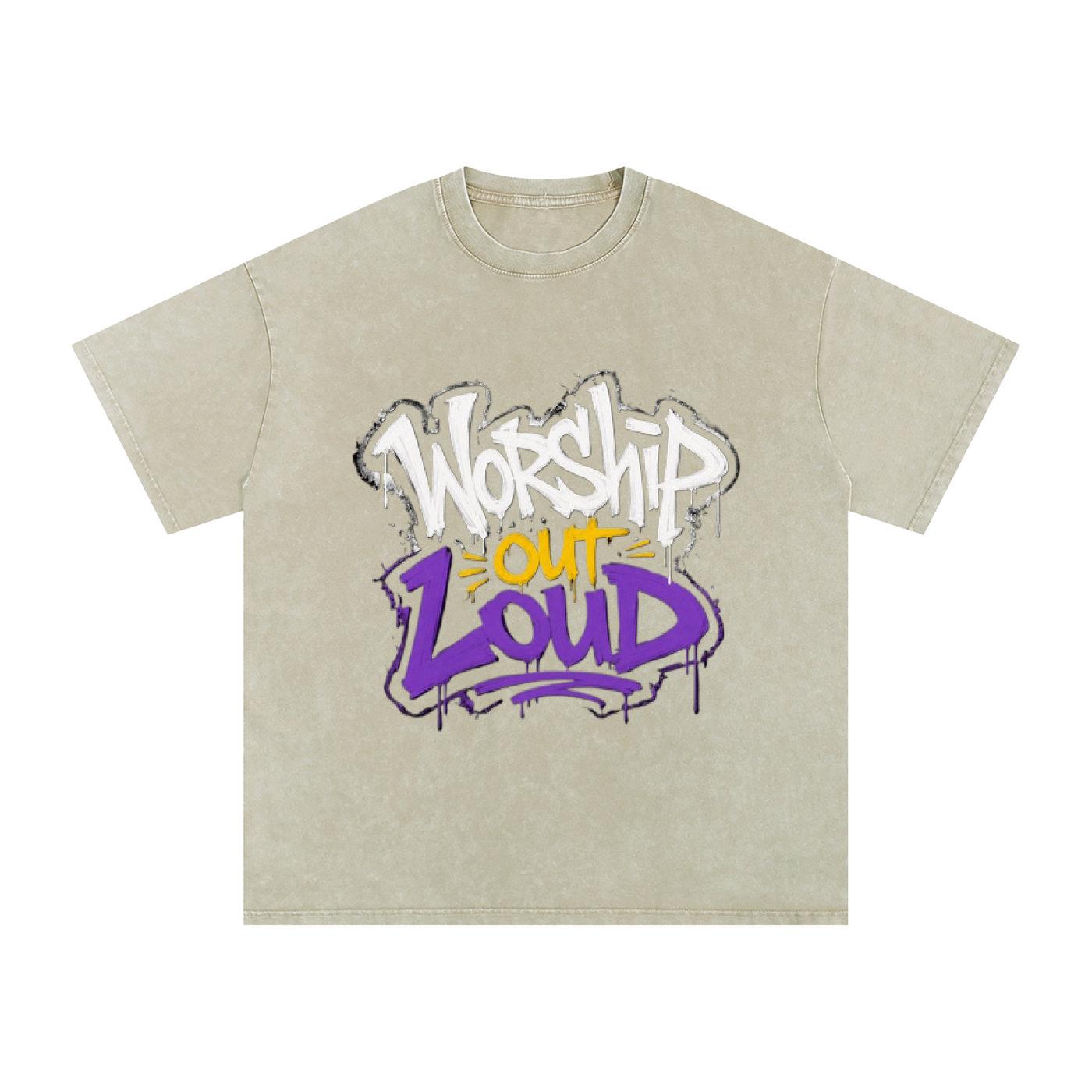 Worship Out Loud — Graffiti Snow Washed Oversized Tee