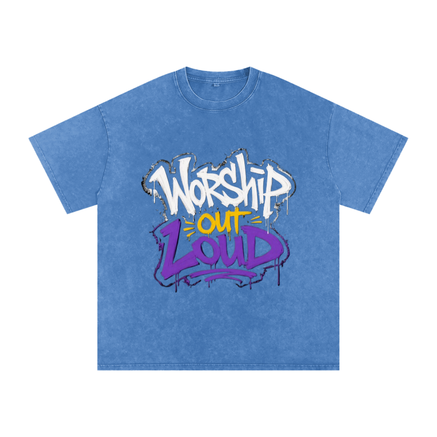 Worship Out Loud — Graffiti Snow Washed Oversized Tee