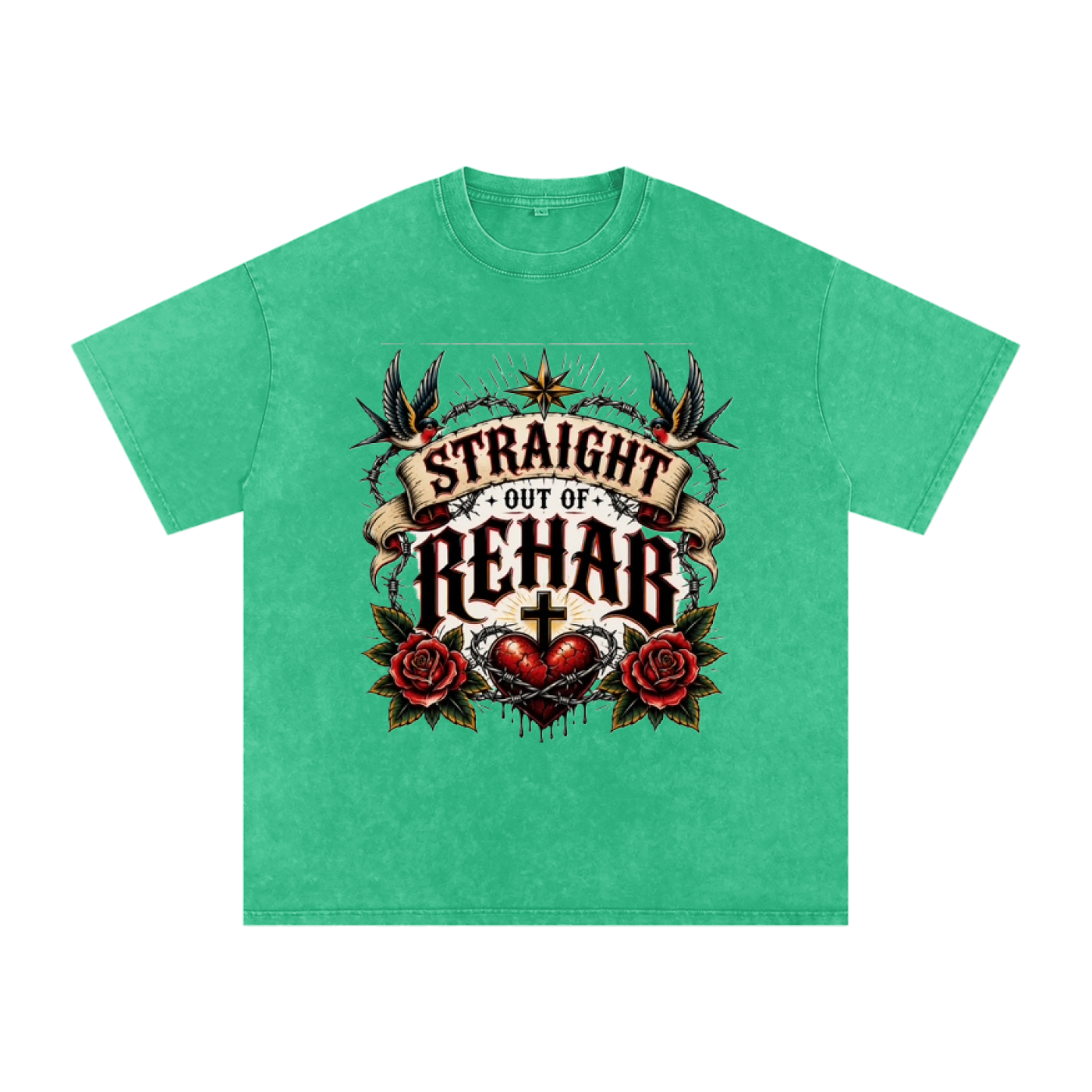Straight Out of Rehab — Snow Washed Oversized Tee