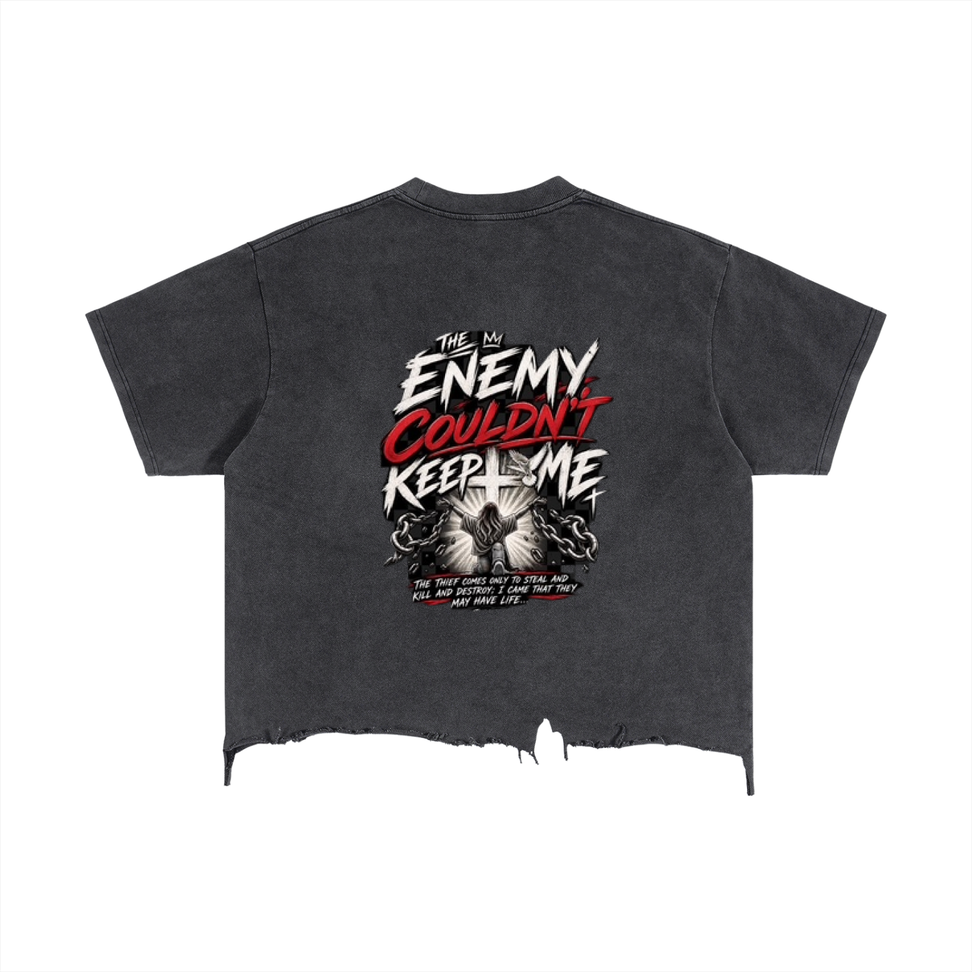 The Enemy Could Not Keep Me — Vintage Wash Distressed Tee