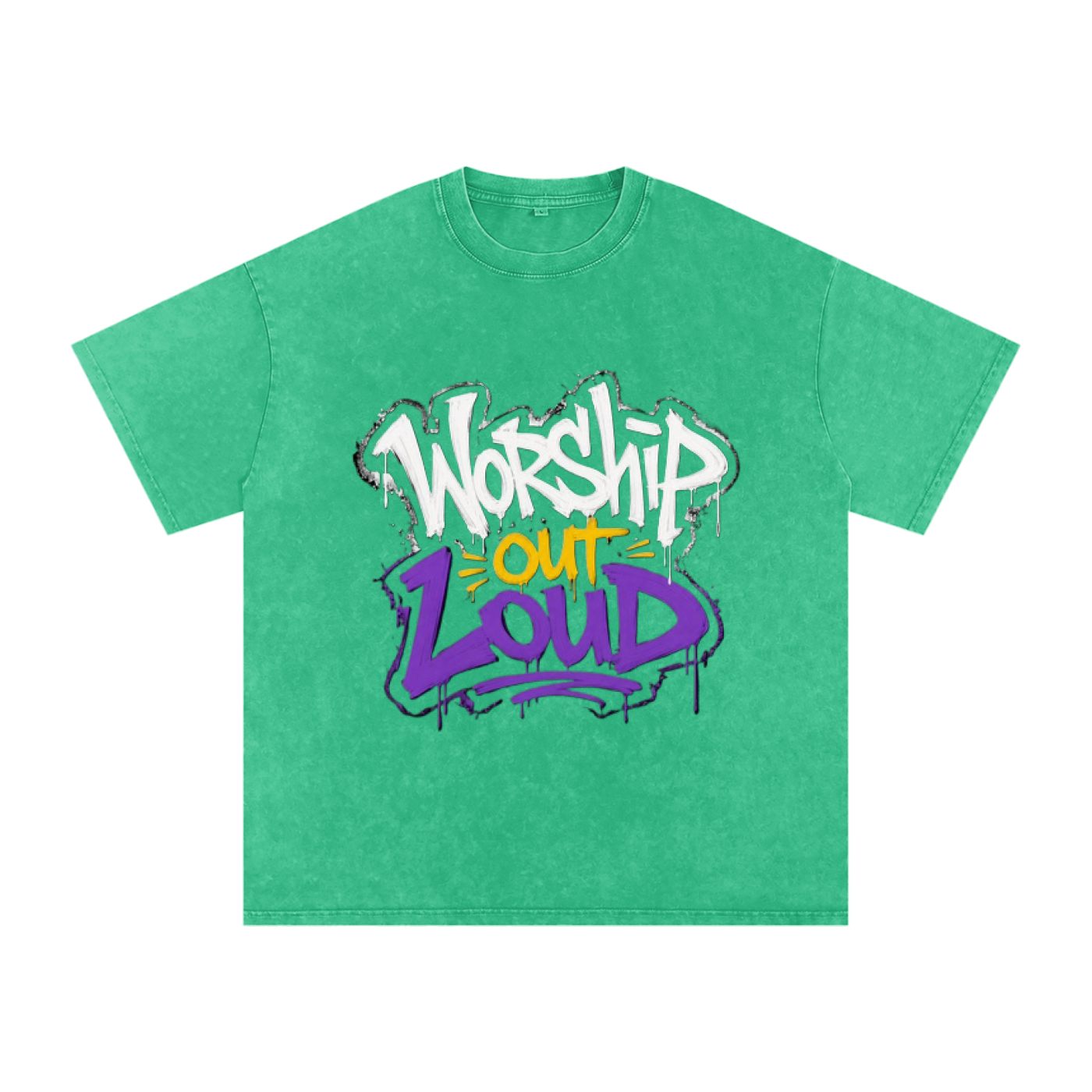 Worship Out Loud — Graffiti Snow Washed Oversized Tee