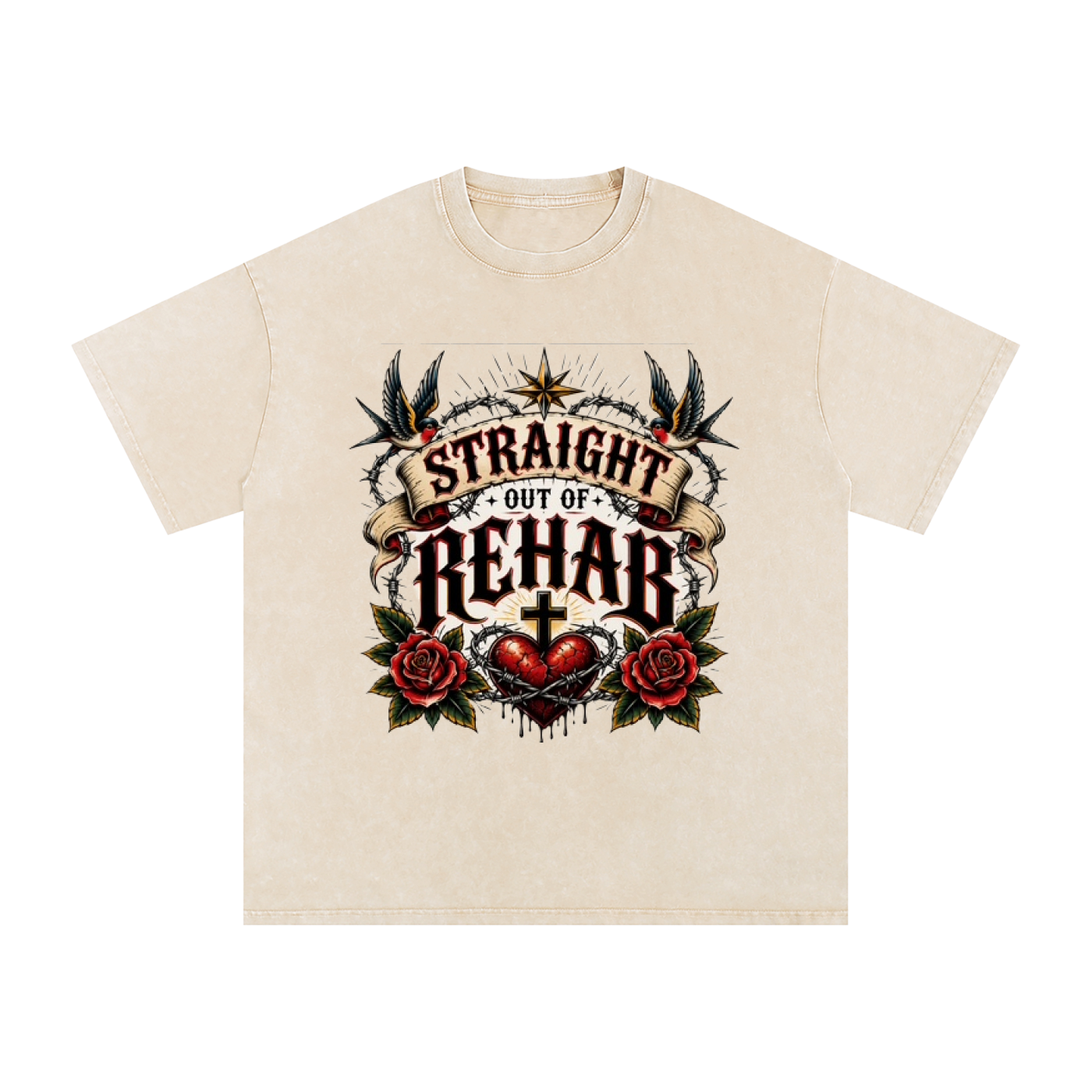 Straight Out of Rehab — Snow Washed Oversized Tee