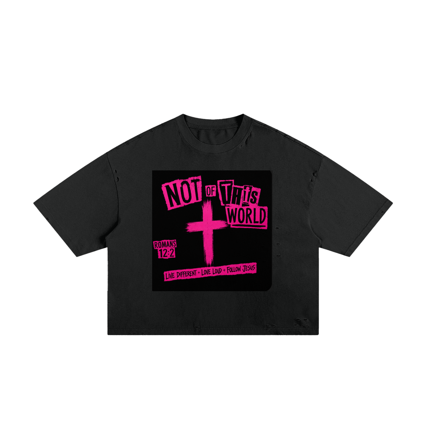 Not of This World — Pink Frayed Boxy Tee