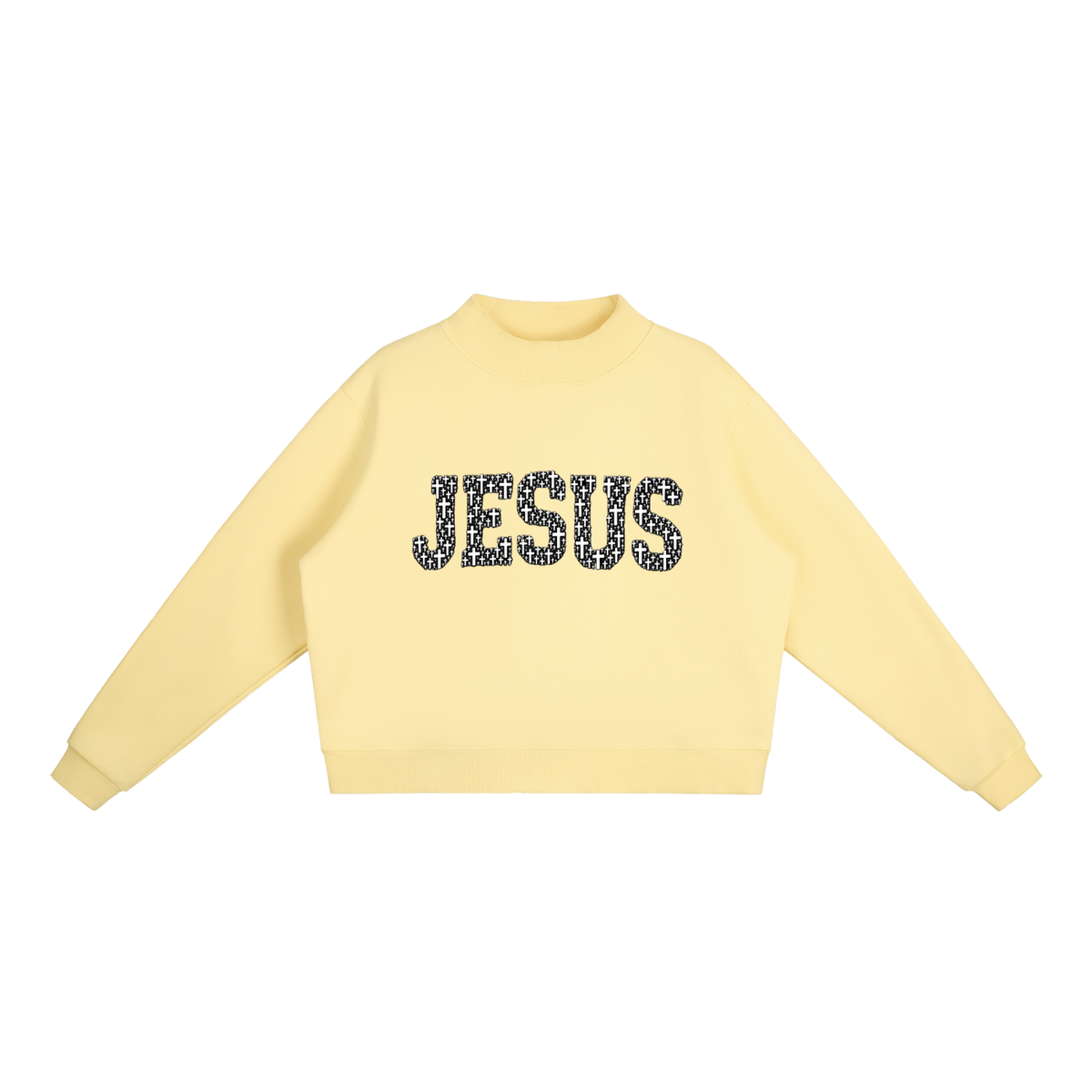 Jesus Mock-Neck Crop Sweatshirt — Women's
