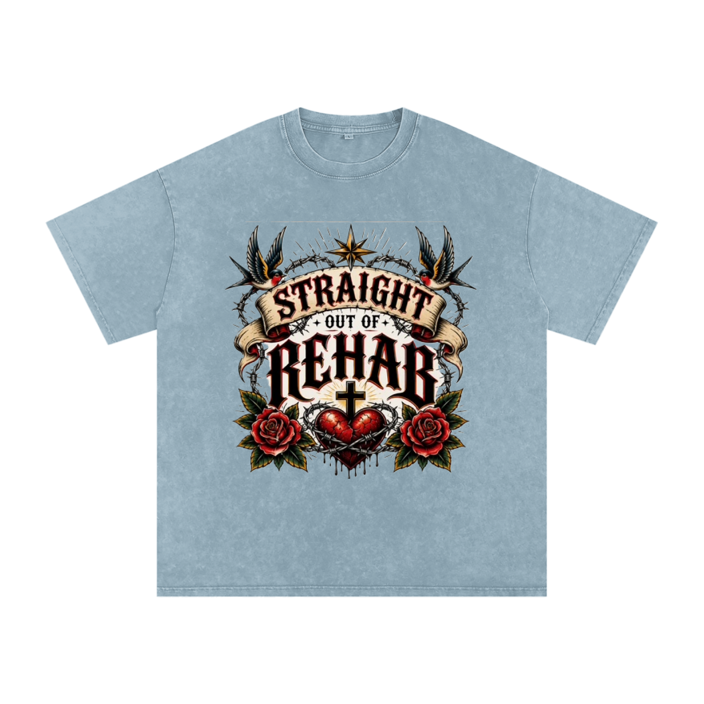 Straight Out of Rehab — Snow Washed Oversized Tee
