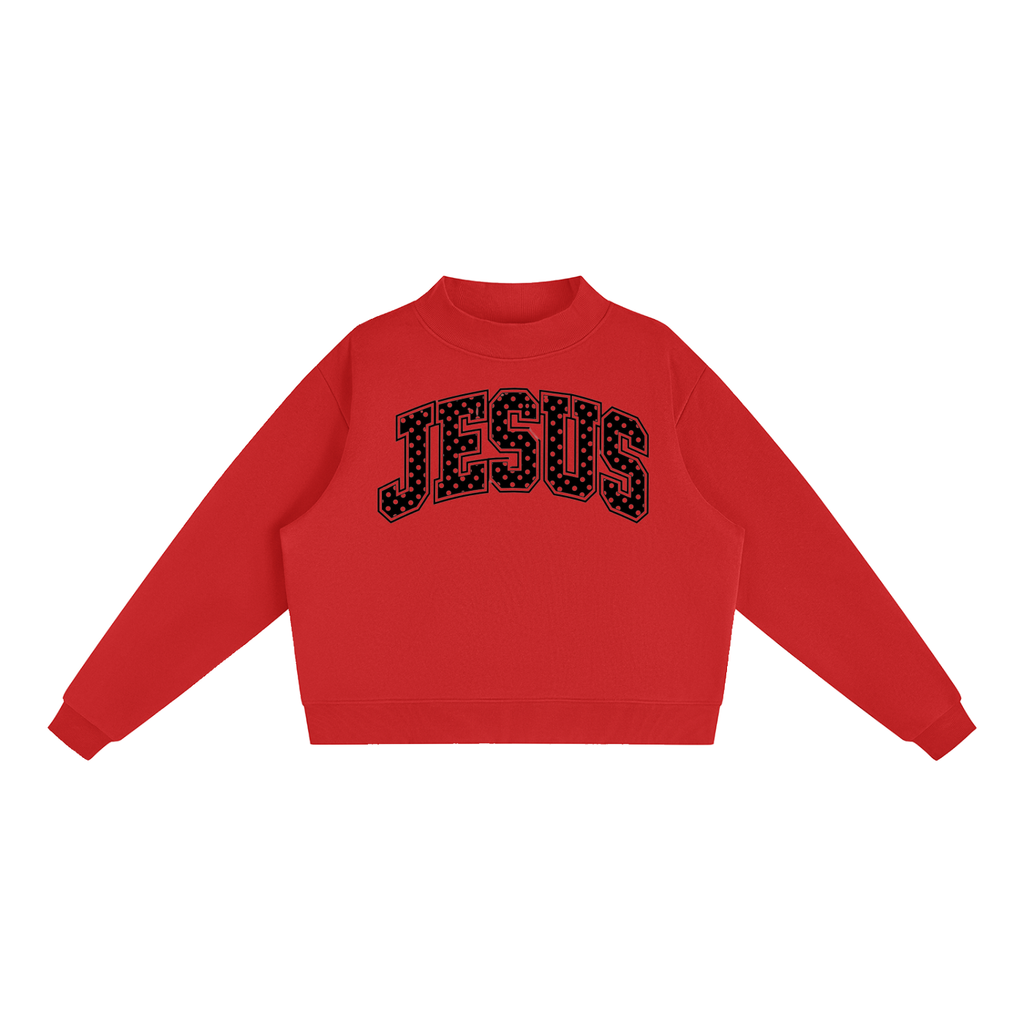 Jesus Fleece Mock-Neck Crew Sweatshirt