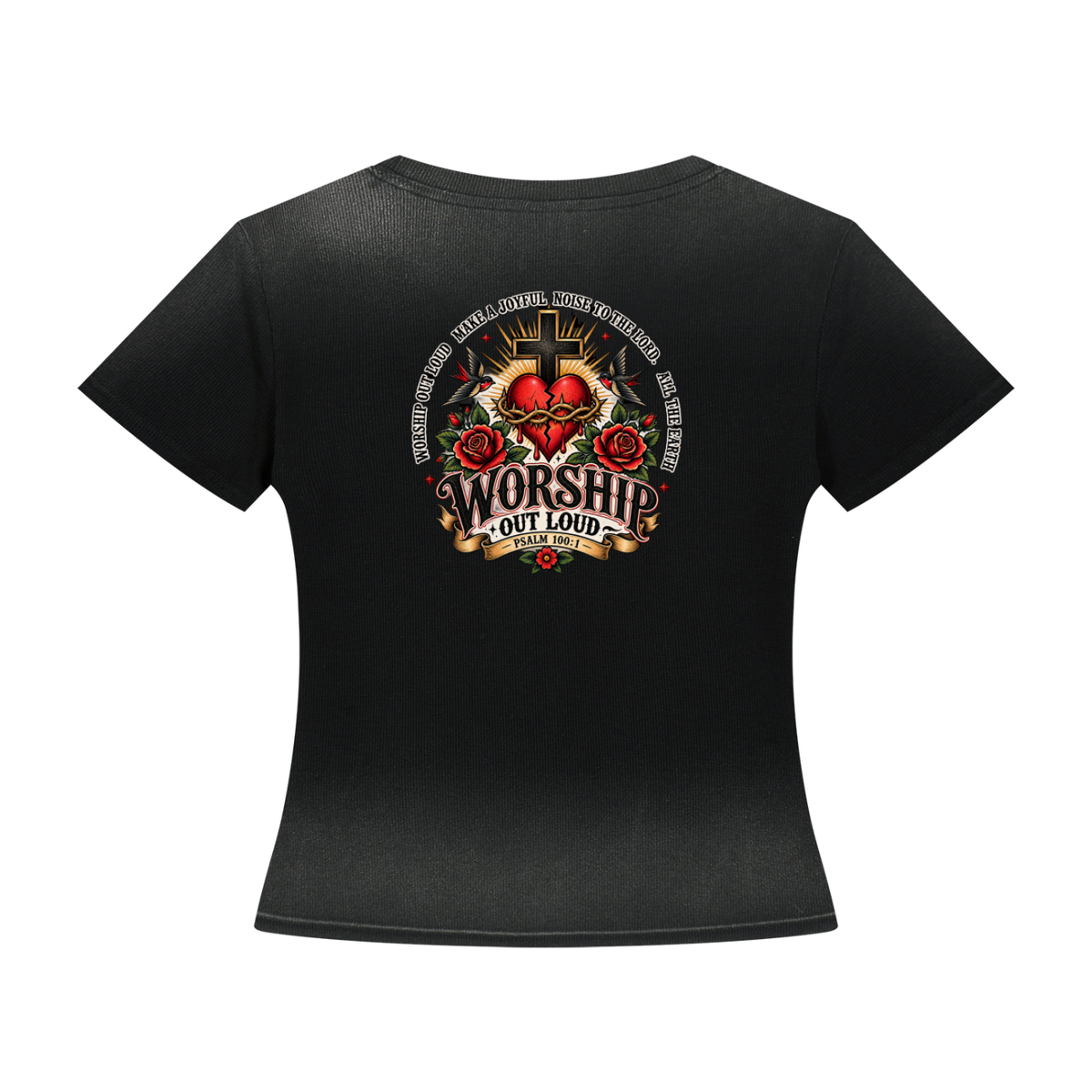 Worship Out Loud Women's Sunfade Washed Tee – Psalm 100:1