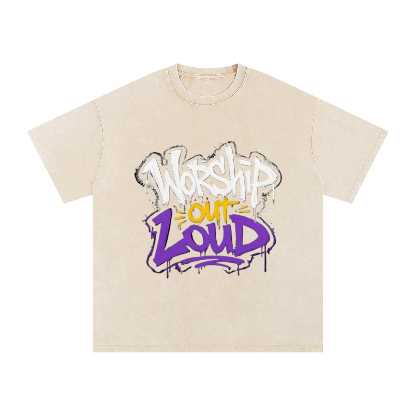 Worship Out Loud — Graffiti Snow Washed Oversized Tee