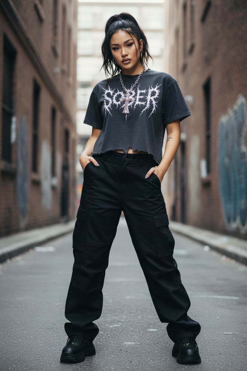 Sober Vintage Wash Boxy Distressed Hem T-Shirt