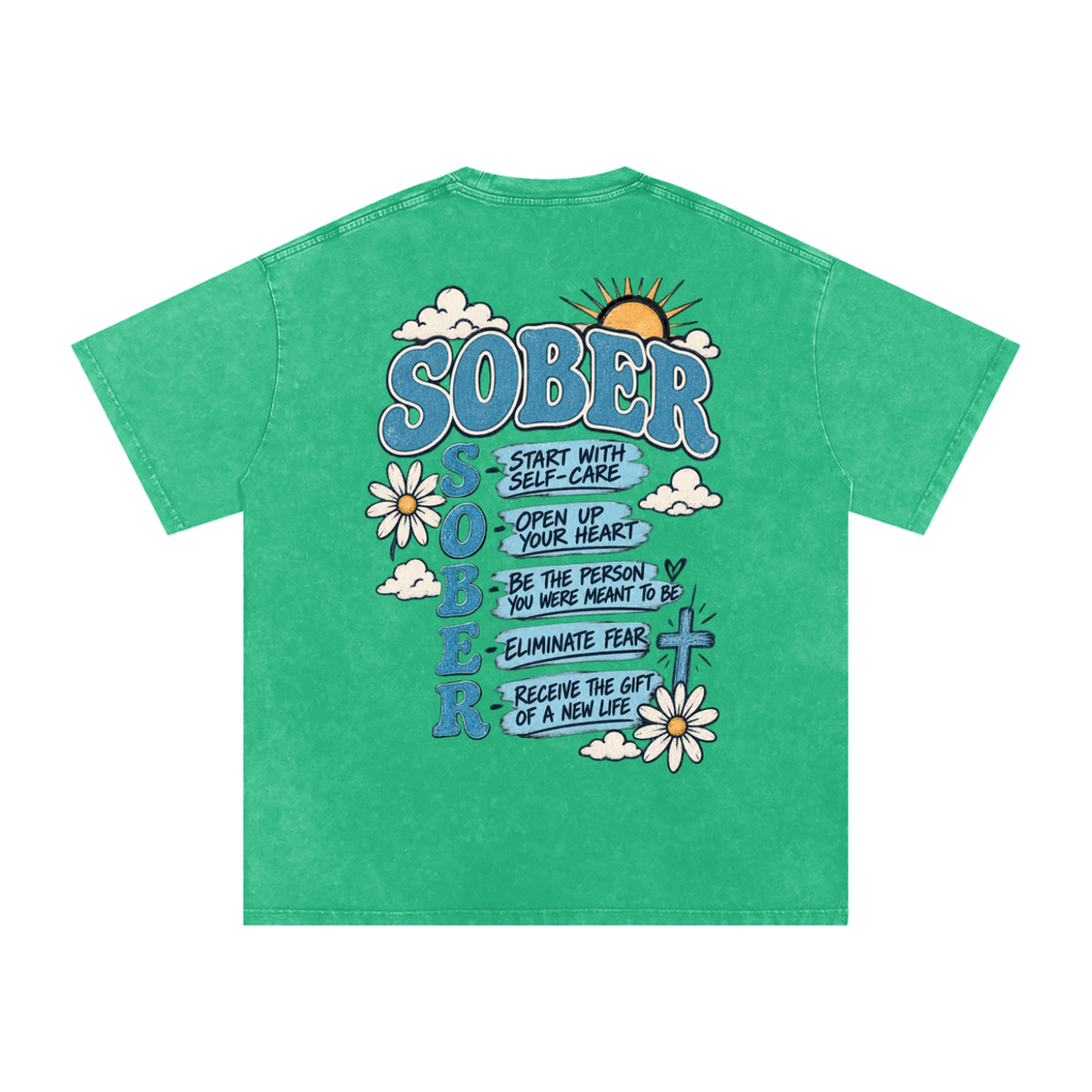 Sober — Snow Washed Oversized Tee