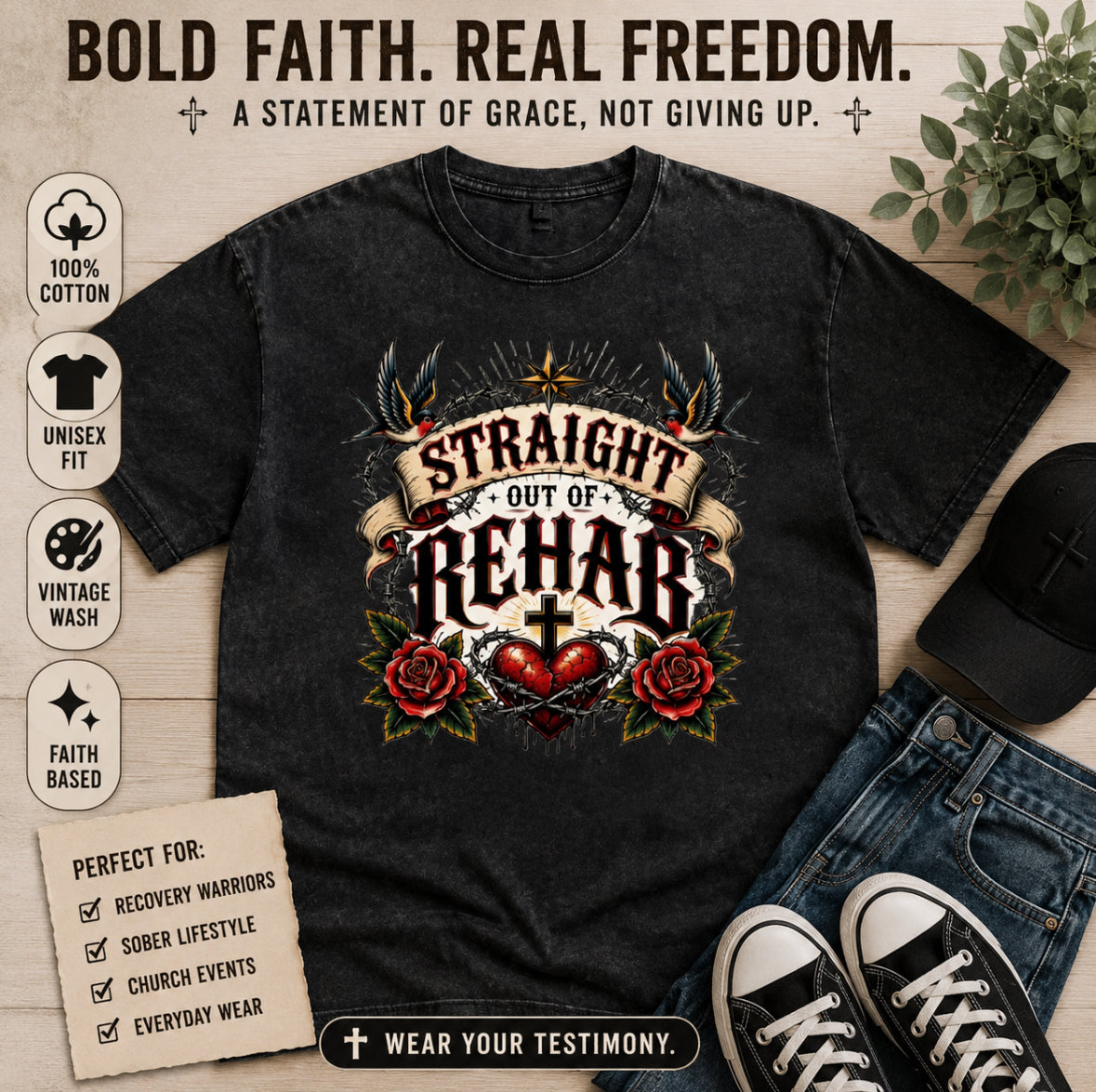 Straight Out of Rehab — Snow Washed Oversized Tee