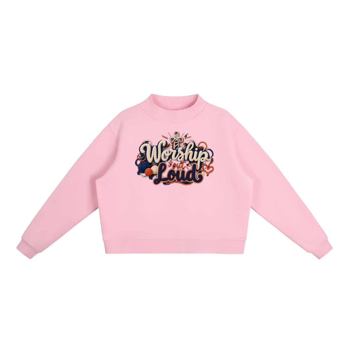 Worship Out Loud Yarn-Write Mock-Neck Fleece Sweatshirt