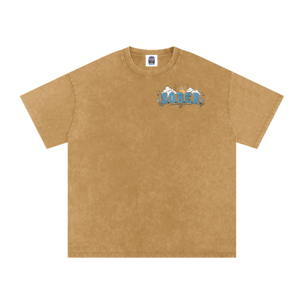 Sober — Snow Washed Oversized Tee