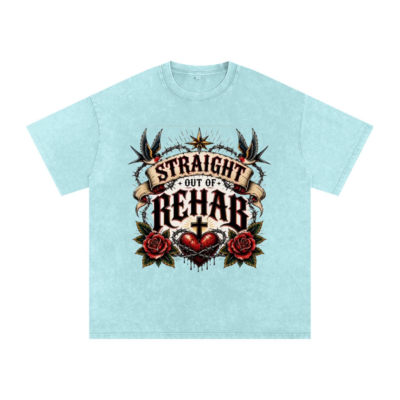 Straight Out of Rehab — Snow Washed Oversized Tee