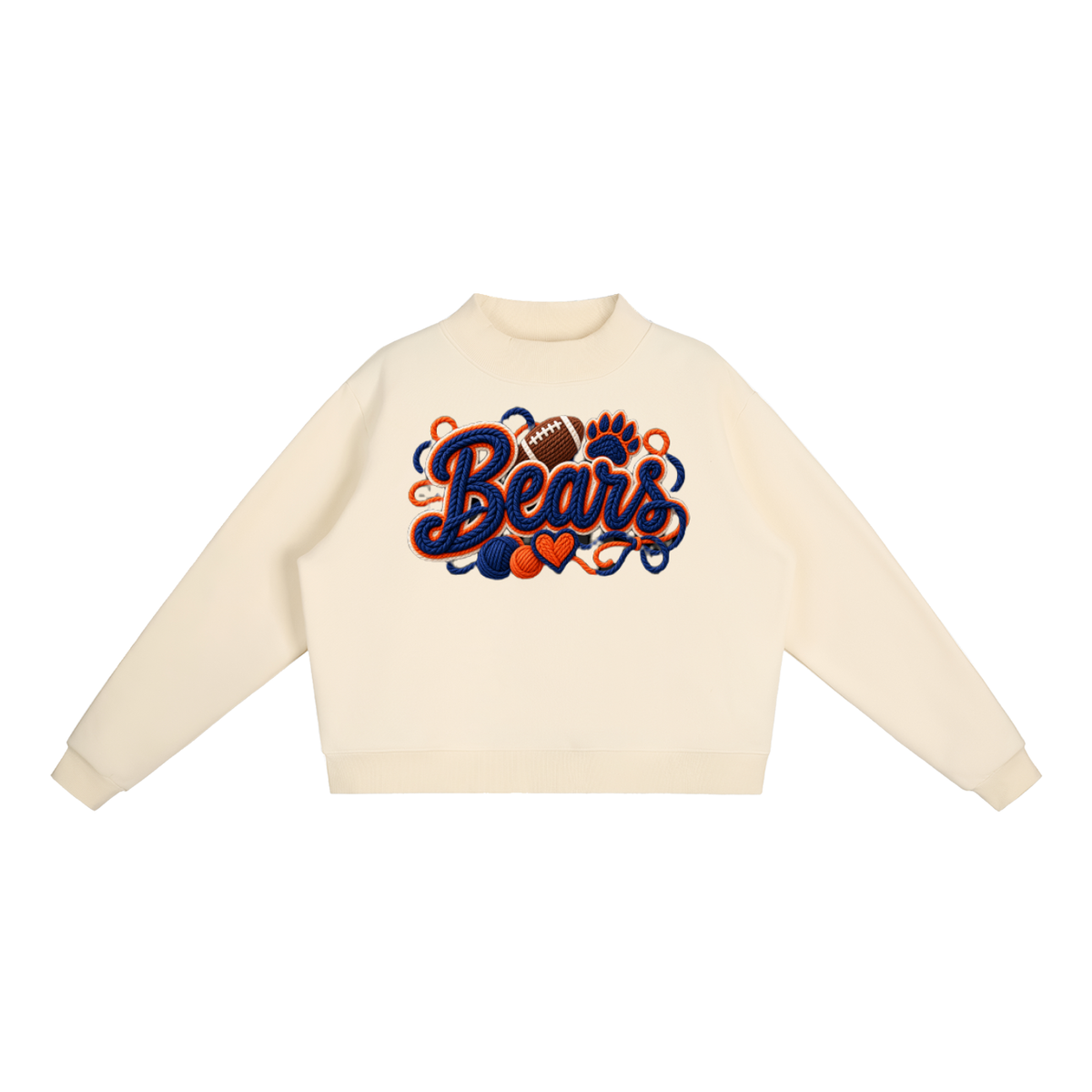 Bears Yarn-Write Mock-Neck Fleece Sweatshirt