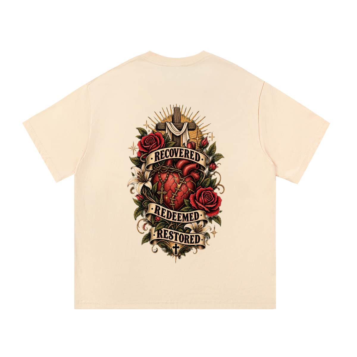 Recovered. Redeemed. Restored. Unisex Essential Tee