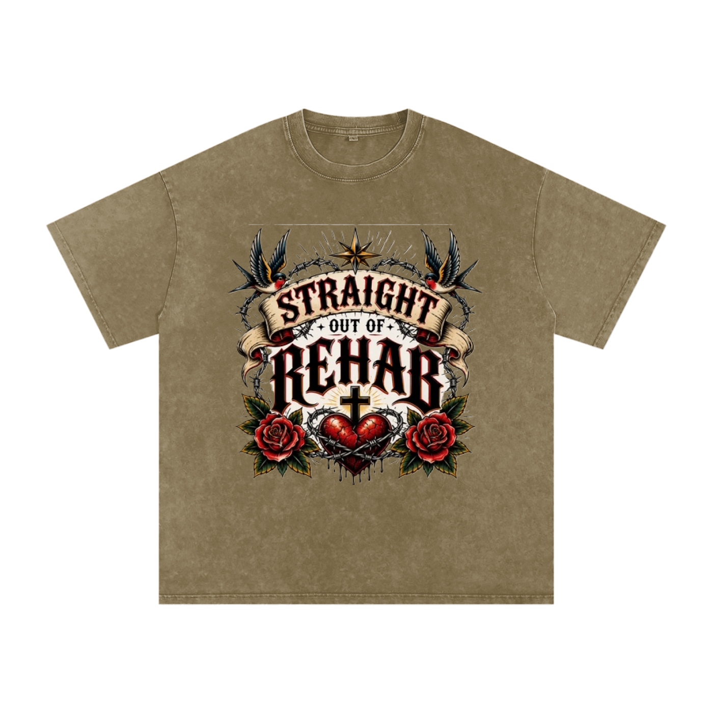 Straight Out of Rehab — Snow Washed Oversized Tee