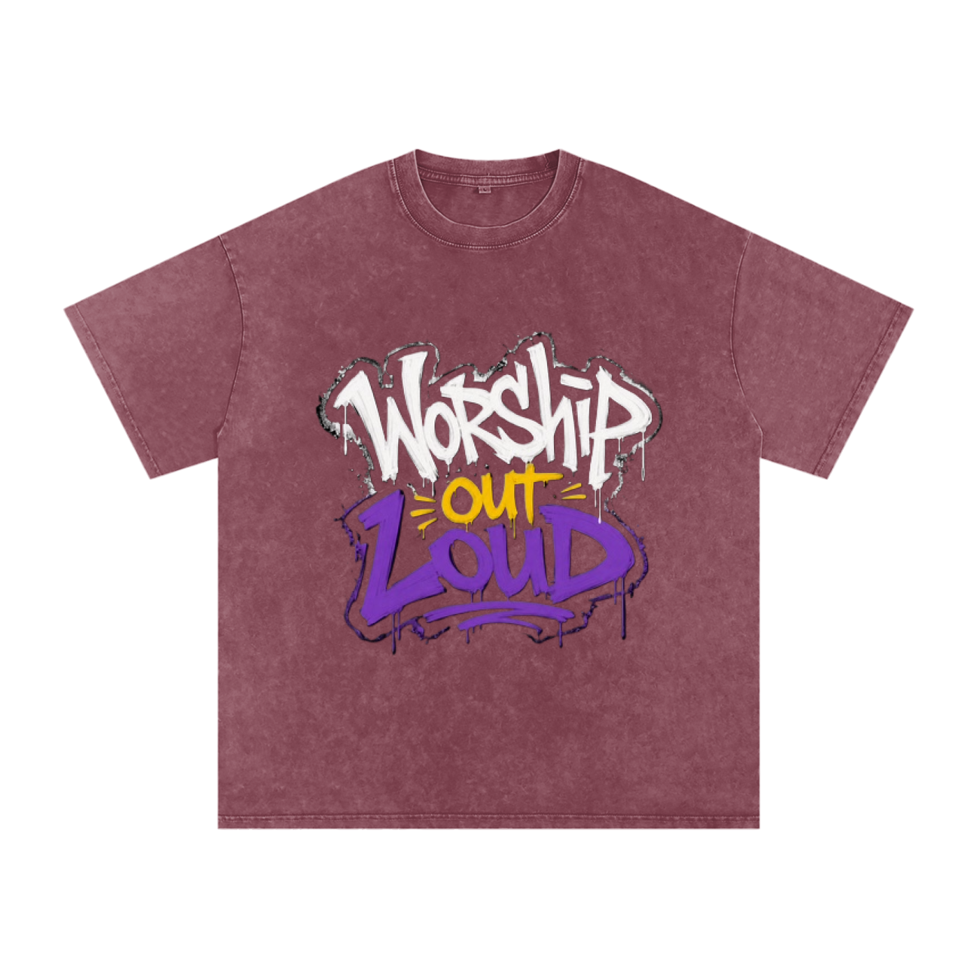 Worship Out Loud — Graffiti Snow Washed Oversized Tee