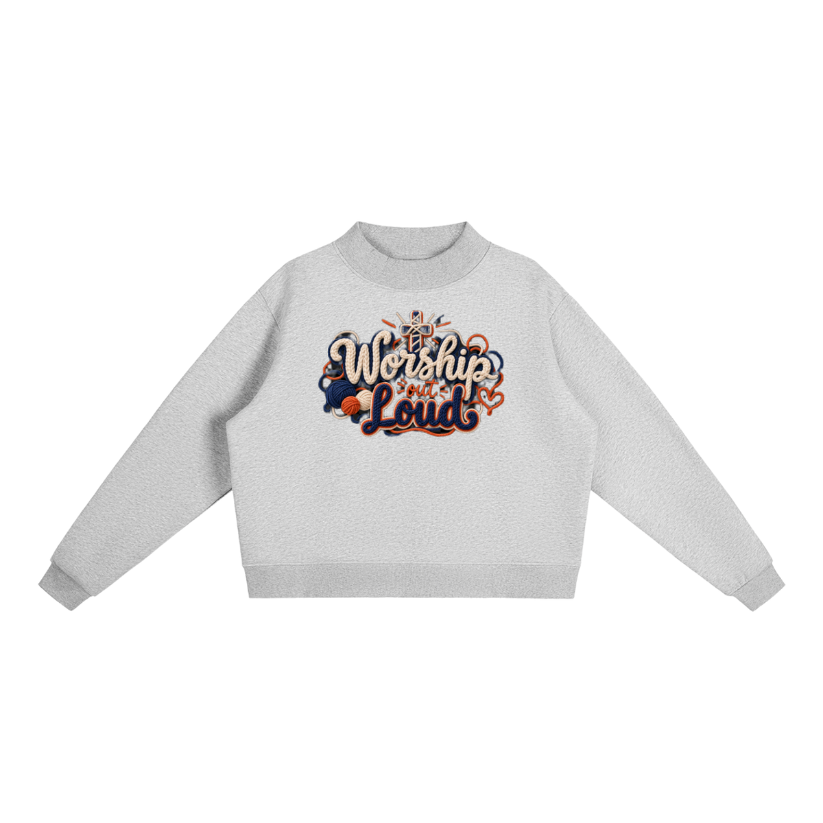 Worship Out Loud Yarn-Write Mock-Neck Fleece Sweatshirt