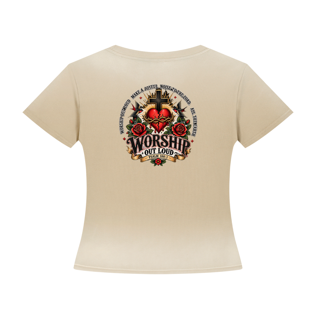 Worship Out Loud Women's Sunfade Washed Tee – Psalm 100:1