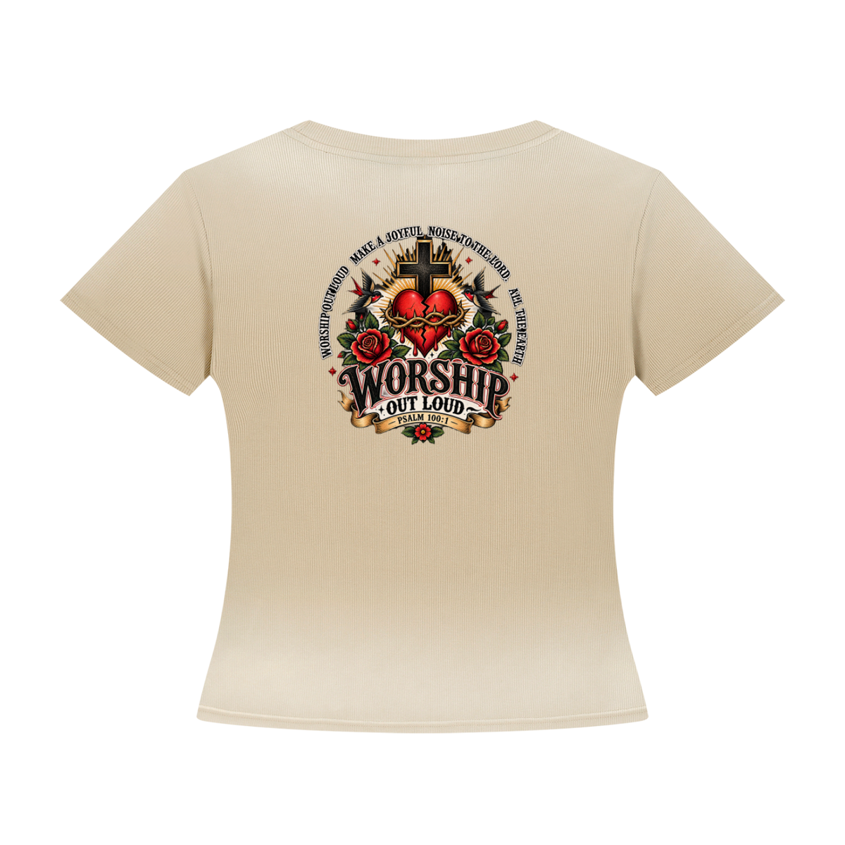 Worship Out Loud Women's Sunfade Washed Tee – Psalm 100:1