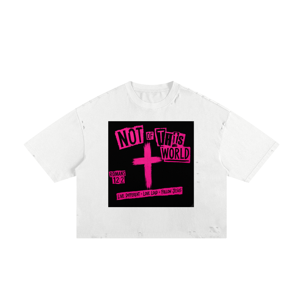Not of This World — Pink Frayed Boxy Tee