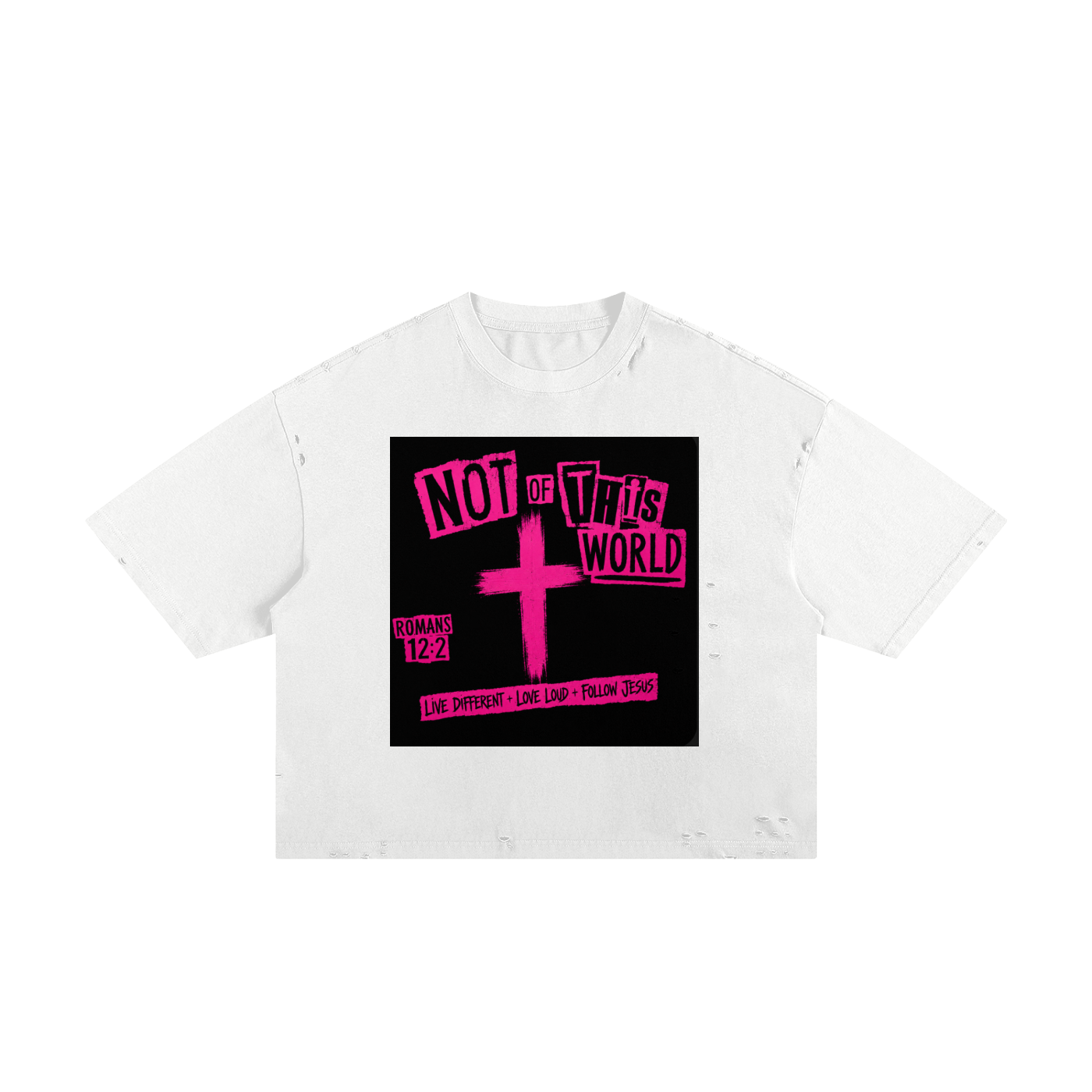 Not of This World — Pink Frayed Boxy Tee