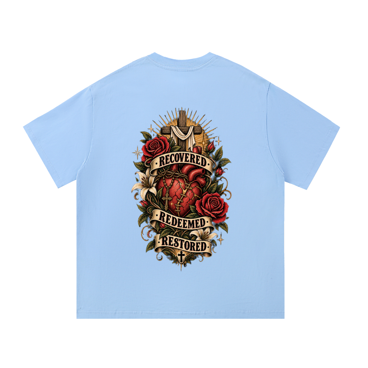 Recovered. Redeemed. Restored. Unisex Essential Tee