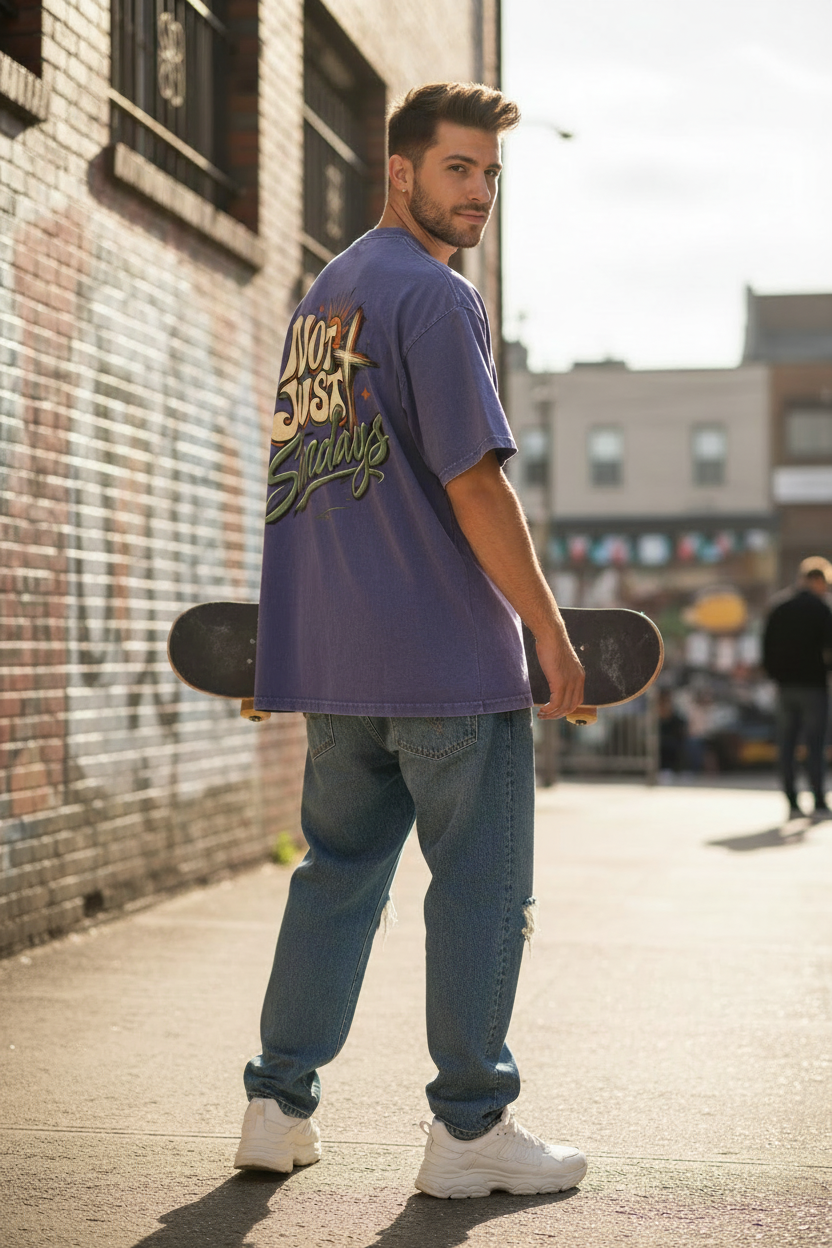 Snow Washed Oversized Cotton T-Shirt