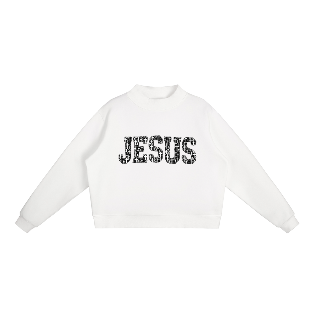 Jesus Mock-Neck Crop Sweatshirt — Women's