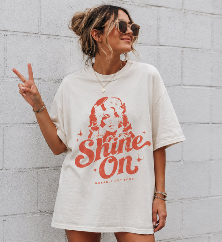 Dolly Parton Shine On Snow Washed Oversized Cotton T-Shirt