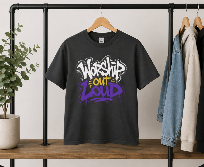 Worship Out Loud — Graffiti Snow Washed Oversized Tee
