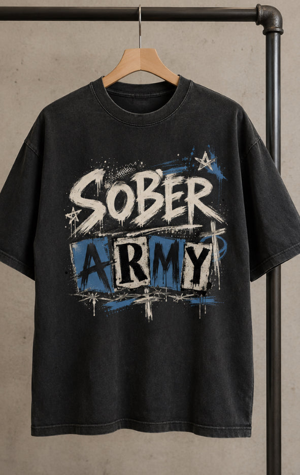 Sober Army — Sun Fade Raw Edge Tee