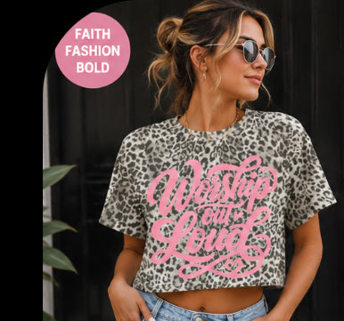 Worship Out Loud — Leopard Print Boxy Tee