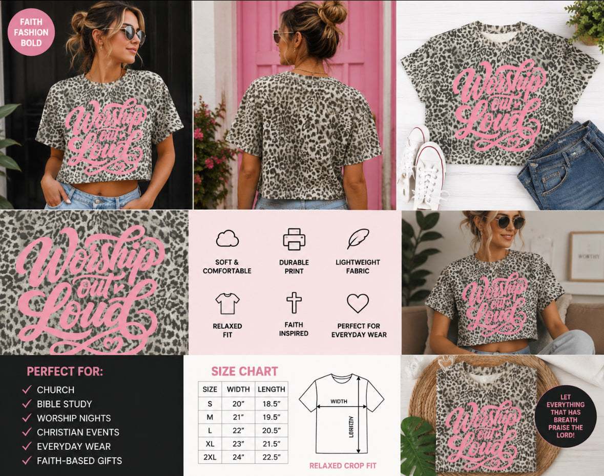 Worship Out Loud — Leopard Print Boxy Tee