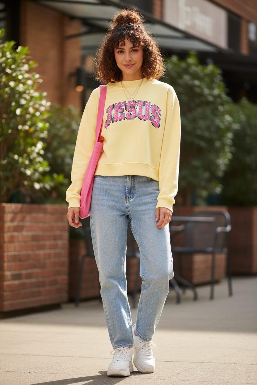 Jesus Fleece Mock-Neck Crew Sweatshirt