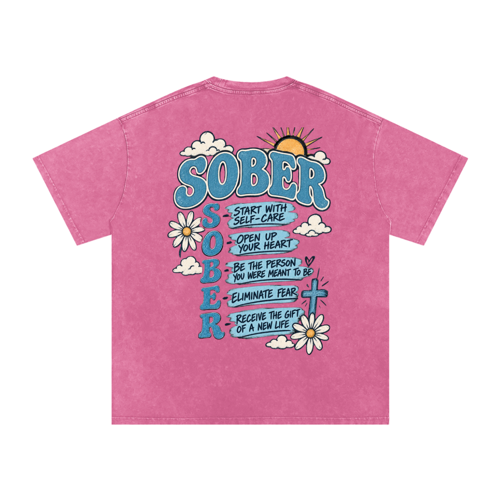 Sober — Snow Washed Oversized Tee