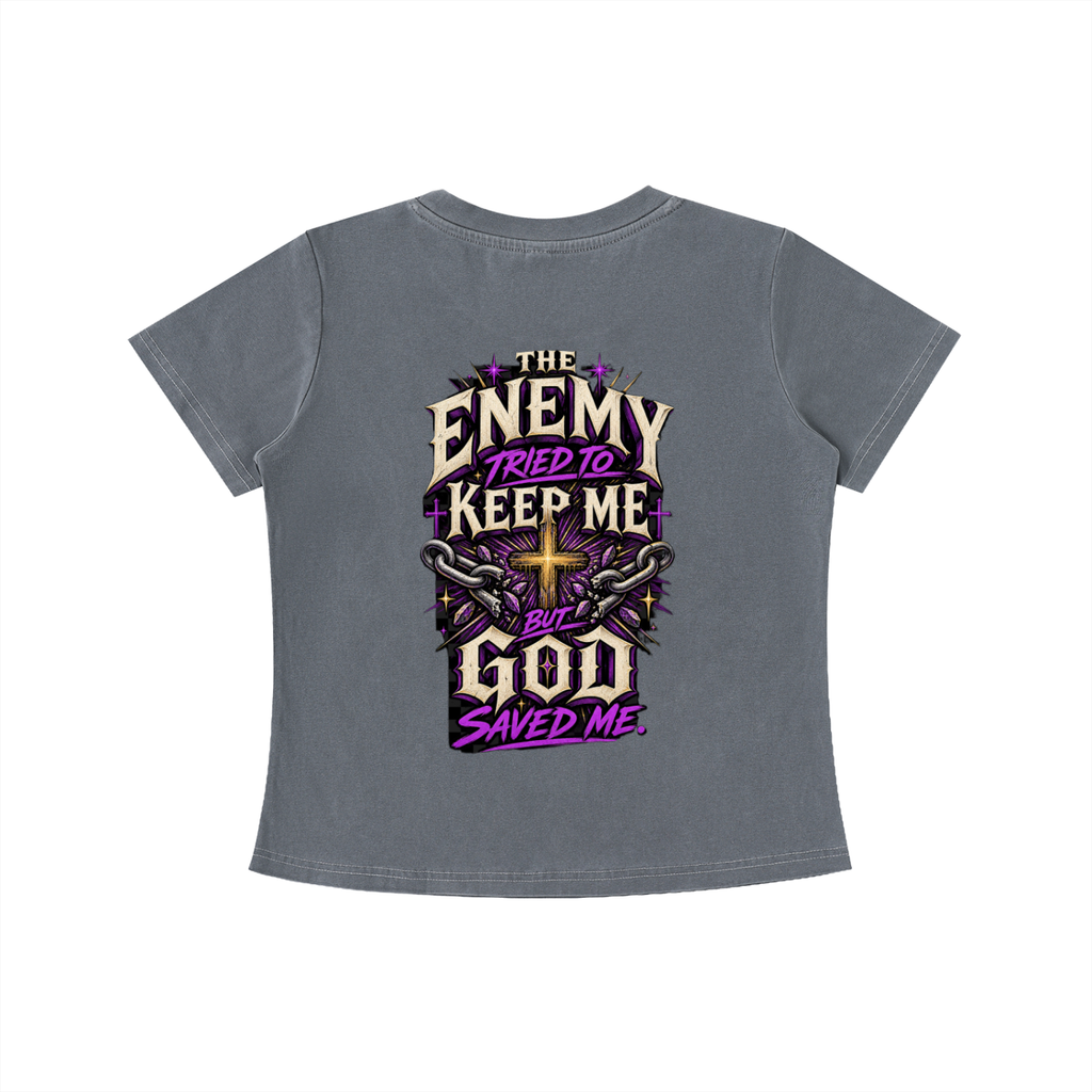 The Enemy Tried to Keep Me but God Saved Me Women's Crop Tee